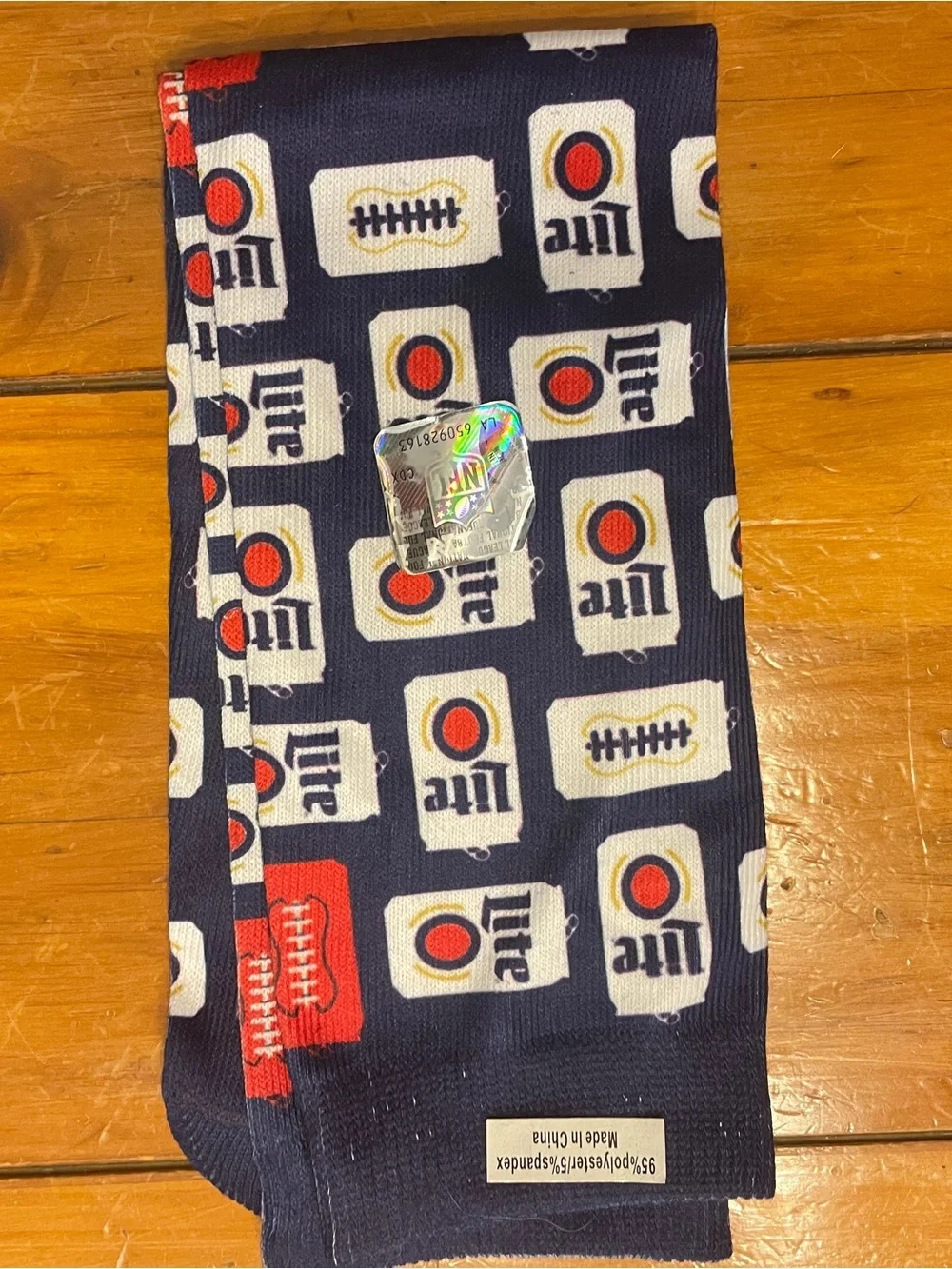 Navy Blue Patterned Men's Sock with Beverage Can Motif